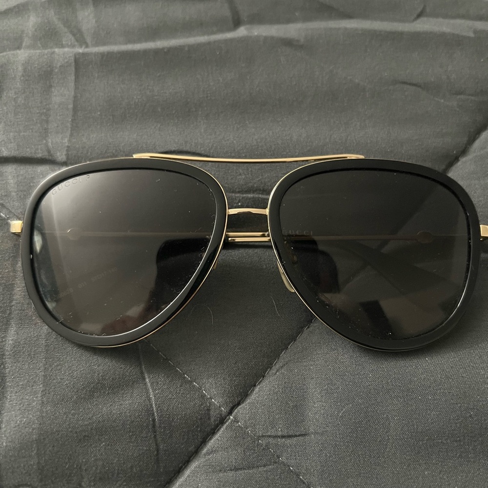 Gucci Black and Gold Aviator Shades